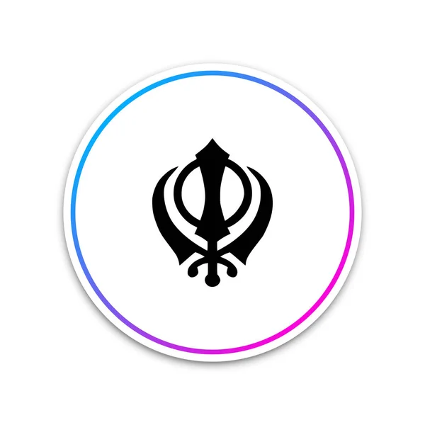 Sikhism religião Khanda símbolo ícone isolado no fundo branco. Símbolo Khanda Sikh. Botão branco do círculo. Ilustração vetorial —  Vetores de Stock