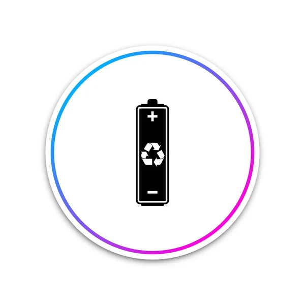 Bateria com ícone de símbolo de reciclagem isolado no fundo branco. Botão branco do círculo. Ilustração vetorial —  Vetores de Stock