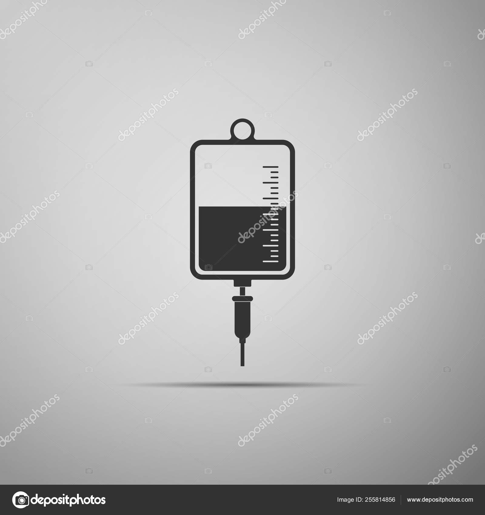 IV bag icon isolated on grey Blood bag Donate