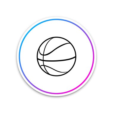 Beyaz arka planda izole basketbol topu simgesi. Spor sembolü. Beyaz düğme daire. Vektör Illustration