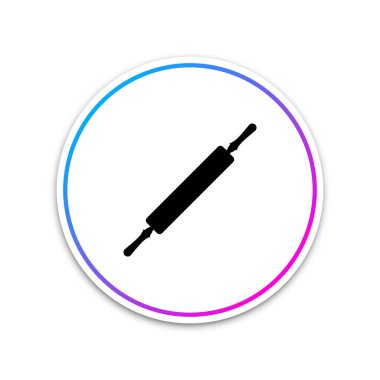 Beyaz arka planda yalıtılmış yuvarlanan pin simgesi. Beyaz düğme daire. Vektör Illustration