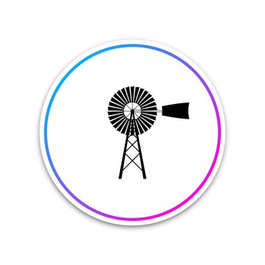 Windmill icon isolated on white background. Circle white button. Vector Illustration clipart