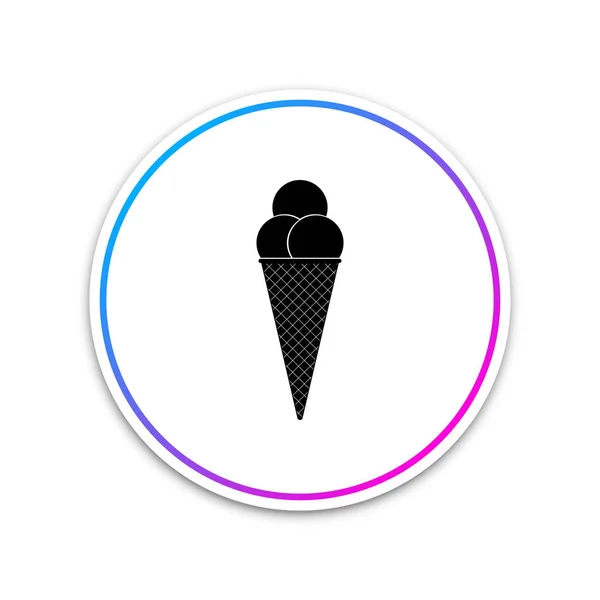 Zmrzlina ve ikoně vaflových hlávek izolovaná na bílém pozadí. Tlačítko s bílým kroužkem. Vektorová ilustrace — Stockový vektor