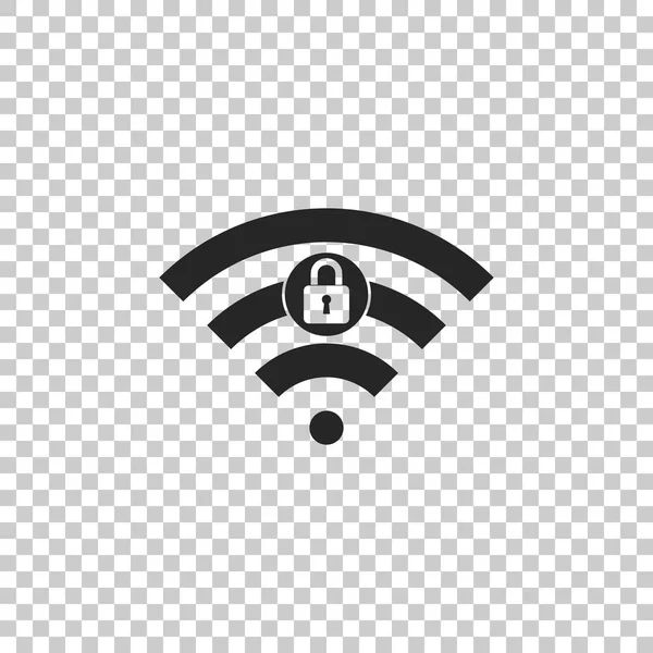 Wifi は、透明な背景に分離記号アイコンをロックされています。パスワードの Wi-fi 記号です。ワイヤレス ネットワーク アイコン。Wifi ゾーン。フラットなデザイン。ベクトル図 — ストックベクタ