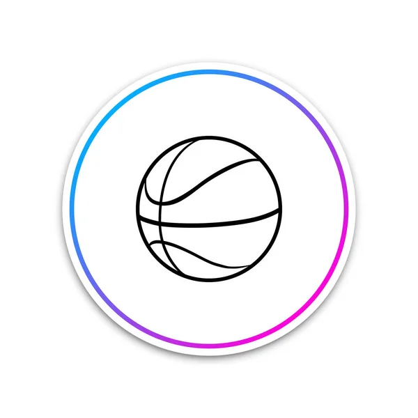 Το εικονίδιο της μπάλας του μπάσκετ απομονώθηκε σε λευκό φόντο. Αθλητικό σύμβολο. Κυκλικό λευκό κουμπί. Απεικόνιση διανυσματικών φορέων — Διανυσματικό Αρχείο