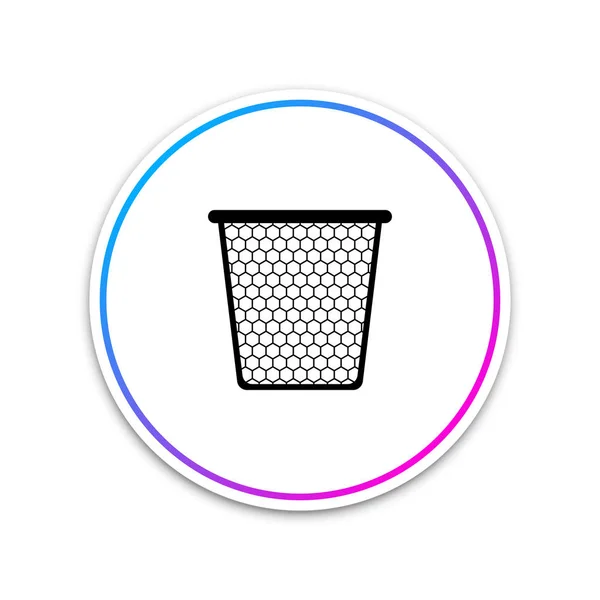 Trash can icon isolated on white background. Circle white button. Vector Illustration — Stock Vector