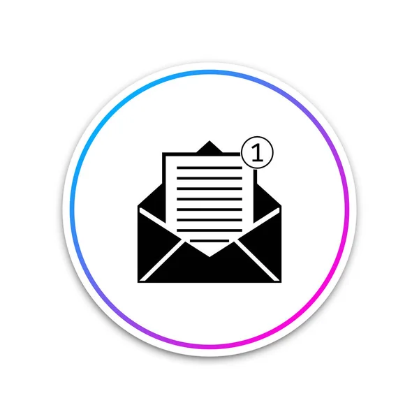 Mottaget meddelande koncept. Kuvert ikon isolerad på vit bakgrund. Nytt, e-post inkommande meddelande, SMS. E-posttjänst. Cirkel vit knapp. Vektor illustration — Stock vektor