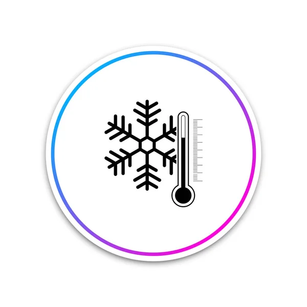 Thermomètre avec icône de flocon de neige isolé sur fond blanc. Cercle bouton blanc. Illustration vectorielle — Image vectorielle
