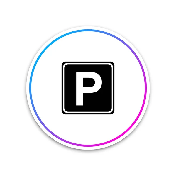 Parkschild-Symbol isoliert auf weißem Hintergrund. Straßenschild. Kreis weißer Knopf. Vektorillustration — Stockvektor