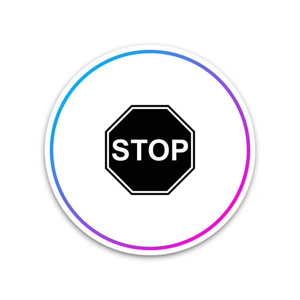 Parar ícone de sinal isolado no fundo branco. Símbolo de paragem de aviso regulamentar de trânsito. Botão branco do círculo. Ilustração vetorial — Vetor de Stock