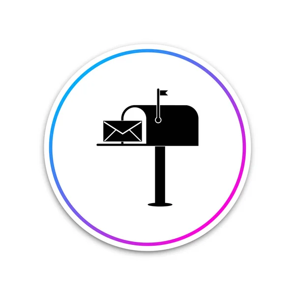 Öppna brev lådan med en kuvert symbol isolerad på vit bakgrund. Cirkel vit knapp. Vektor illustration — Stock vektor