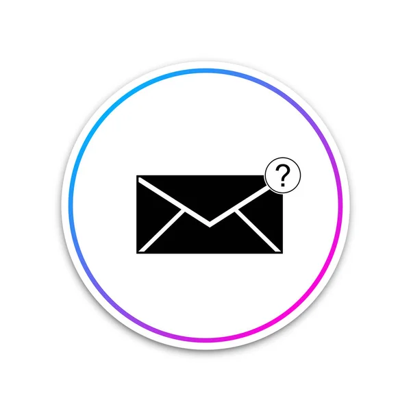 Kuvert med frågetecken ikon isolerad på vit bakgrund. Bokstav med frågetecken. Skicka in begäran via e-post. Cirkel vit knapp. Vektor illustration — Stock vektor