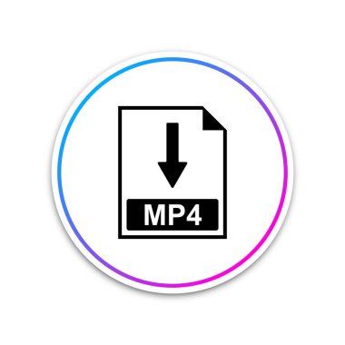 MP4 file document icon. Download MP4 button icon isolated on white background. Circle white button. Vector Illustration clipart