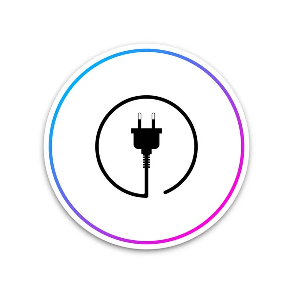 Ícone de plugue elétrico isolado no fundo branco. Conceito de conexão e desconexão da eletricidade. Botão branco do círculo. Ilustração vetorial — Vetor de Stock