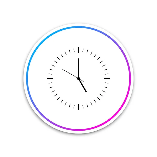 Klock ikonen isolerad på vit bakgrund. Tids ikonen. Cirkel vit knapp. Vektor illustration — Stock vektor