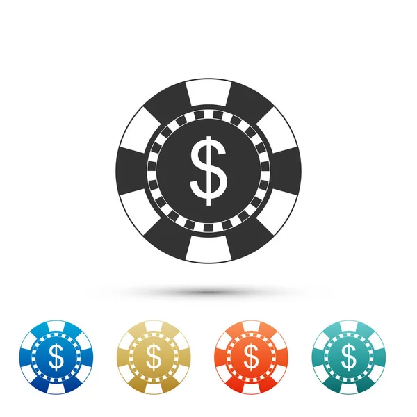 Casino puce et icône symbole dollar isolé sur fond blanc. Définir les éléments dans les icônes de couleur. Illustration vectorielle — Image vectorielle