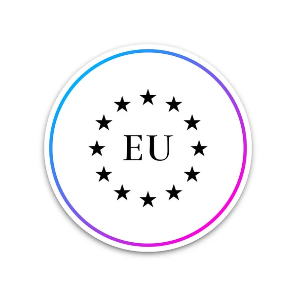 Drapeau de l'Union européenne icône isolée sur fond blanc. Symbole du cercle européen. Agitant le drapeau de l'UE. Cercle bouton blanc. Illustration vectorielle — Image vectorielle