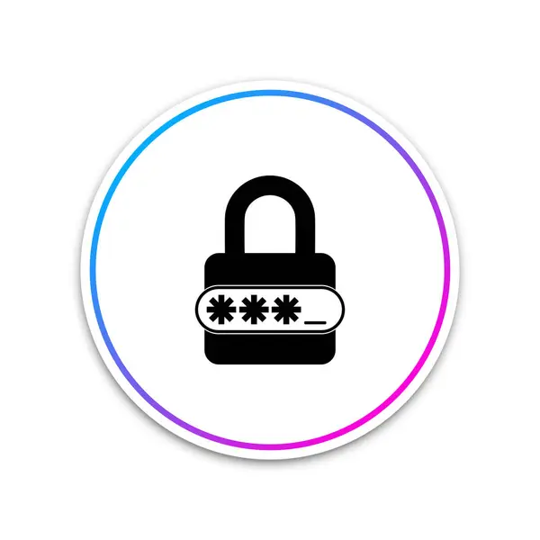 パスワード保護と安全アクセスアイコンは、白い背景に隔離されています。白いボタンを丸で囲みます。ベクトルイラストレーション — ストックベクタ
