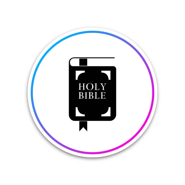 Święta Biblia ikona książki na białym tle. Koło biały przycisk. Ilustracja wektorowa — Wektor stockowy