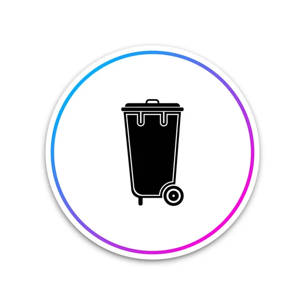 Recycle bin with icon isolated on white background. Trash can icon. Circle white button. Vector Illustration — Stock Vector