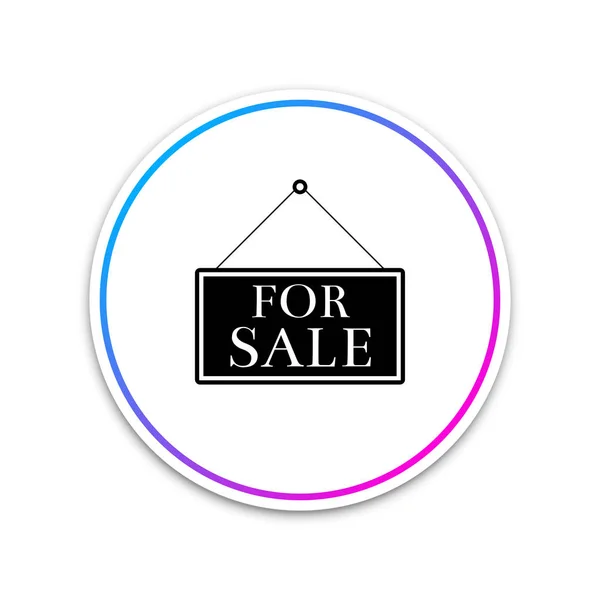 Hängande skylt med text till salu ikon isolerad på vit bakgrund. Cirkel vit knapp. Vektor illustration — Stock vektor