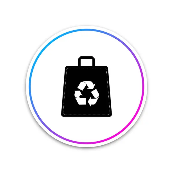 Papieren boodschappentas met recycle symbool icoon geïsoleerd op witte achtergrond. Witte cirkel knop. Vector illustratie — Stockvector