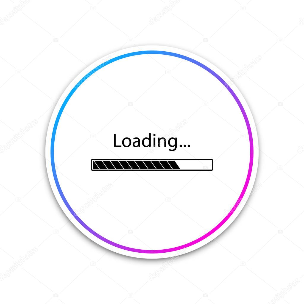 Loading icon isolated on white background. Progress bar icon. Circle white button. Vector Illustration