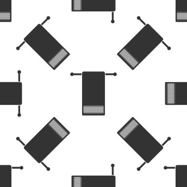 Beyaz arka plan üzerinde izole dikişsiz desen bir askı simgesi üzerinde Havlu. Banyo havlusu simgesi. Düz tasarım. Vektör İllüstrasyonu