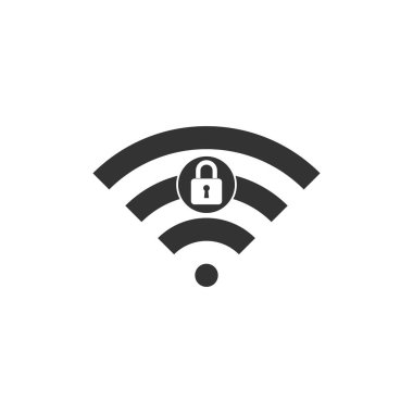 Eş kitleme simgesi izole edildi. Şifre kablosuz ağ sembolü. Kablosuz ağ simgesi. Karı bölgesi. Düz dizayn. Vektör İllüstrasyonu