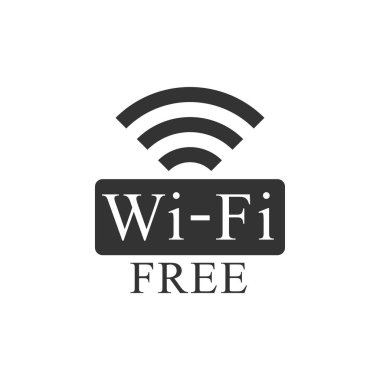 Ücretsiz Wi-fi işareti izole. Wi-fi sembolü. Kablosuz Ağ simgesi. Wi-fi bölgesi. Düz tasarım. Vektör İllüstrasyonu