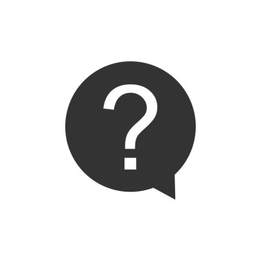 Daire simgesiya yalıtılmış soru işareti. Tehlike uyarı sembolü. Düz tasarım. Vektör İllüstrasyonu