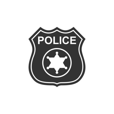 Polis rozeti simgesi izole edilmiş. Şerif rozeti işareti. Düz tasarım. Vektör İllüstrasyonu