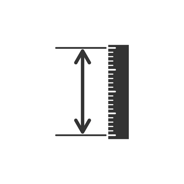 L'icona di misura dell'altezza e della lunghezza isolata. Sovrano, dritto, simbolo di scala. Strumenti geometrici. Design piatto. Illustrazione vettoriale — Vettoriale Stock