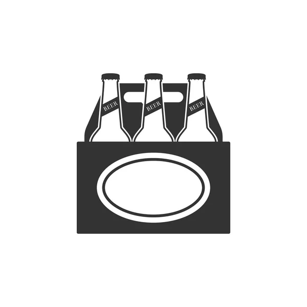 包啤酒瓶图标隔离。箱箱啤酒盒标志。平面设计。矢量插图 — 图库矢量图片