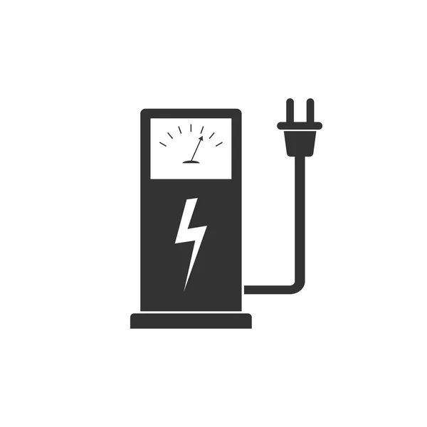 Ícone de estação de carregamento de carro elétrico isolado. Design plano. Ilustração vetorial —  Vetores de Stock