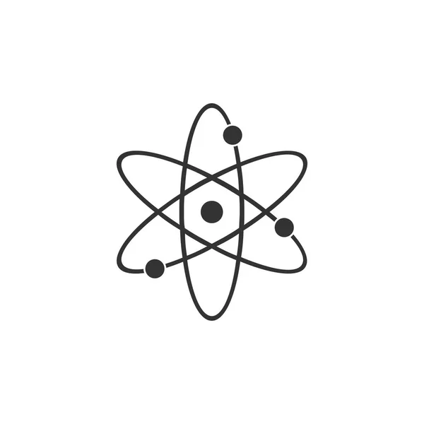 Піктограма атома ізольована. Символ науки, освіти, ядерної фізики, наукових досліджень. Електрони та протони. Плоский дизайн. Векторна ілюстрація — стоковий вектор