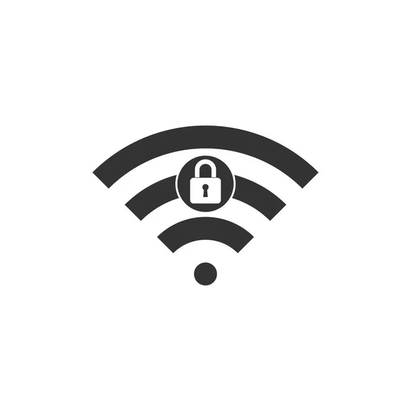 Wifi ícone de sinal bloqueado isolado. Senha símbolo Wi-fi. Ícone de rede sem fio. Zona Wifi. Design plano. Ilustração vetorial — Vetor de Stock