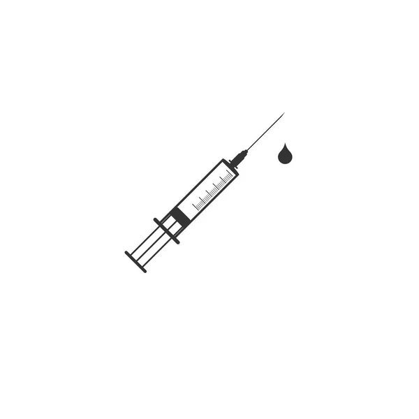 Медицинский шприц со значком иголки и капли изолирован. Знак шприца для вакцины, вакцинации, инъекции, прививки от гриппа. Плоский дизайн. Векторная миграция — стоковый вектор