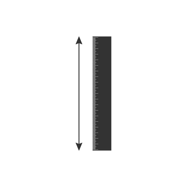 Ikona wysokości i długości pomiaru jest odizolowana. Linijka, wyprostowane, symbol skali. Płaska konstrukcja. Ilustracja wektorowa — Wektor stockowy