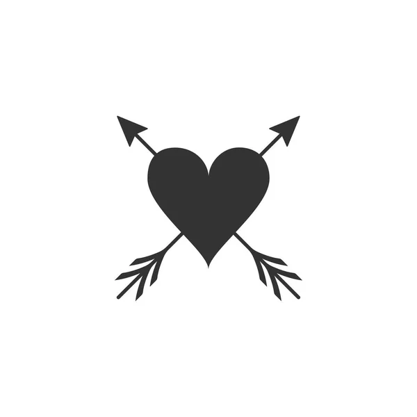 Hjärta med pilikonen isolerad. Glad Alla hjärtans dag. Cupid Dart genomborrade till hjärtat. Kärleks symbol. Amour-symbolen. Platt design. Vektor illustration — Stock vektor