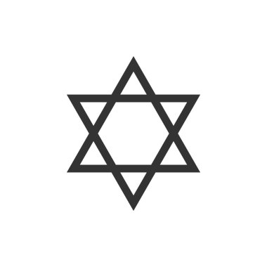 David simgesinin Yıldızı izole. Yahudi dinisembolü. Düz tasarım. Vektör İllüstrasyonu