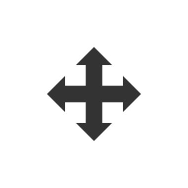 Dört yöndeki oklar simgesi yalıtılmış. Düz tasarım. Vektör İllüstrasyonu