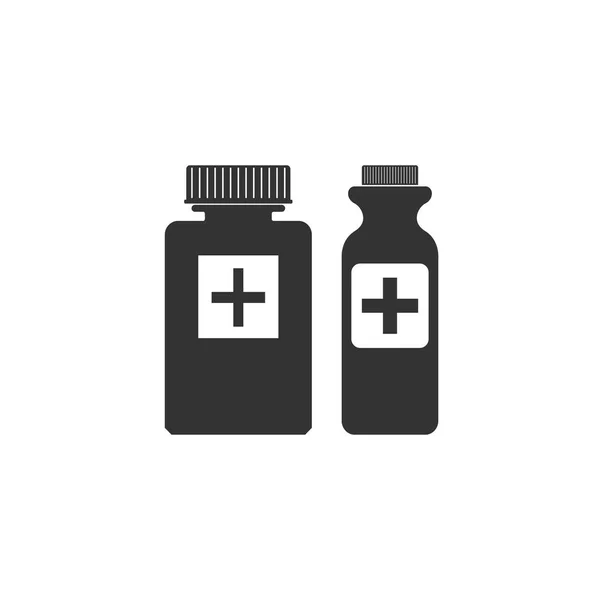 Orvosi palack ikon izolált. Tabletta szimbólum. Egészségügyi. Lapos kialakítás. Vektoros illusztráció — Stock Vector