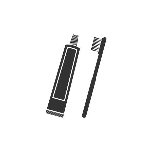 Tüp diş macunu ve diş fırçası simgesi izole. Düz tasarım. Vektör İllüstrasyonu — Stok Vektör