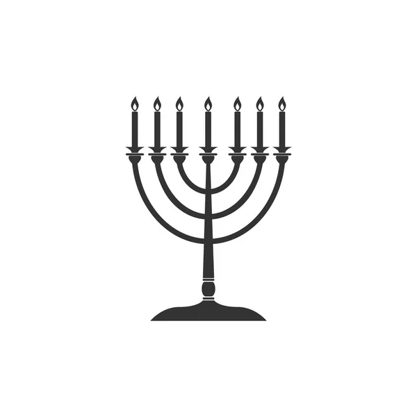 Hanukkah menorah icono aislado. Icono de la religión. Hanukkah símbolo tradicional. Religión navideña, festival judío de las Luces. Diseño plano. Ilustración vectorial — Vector de stock