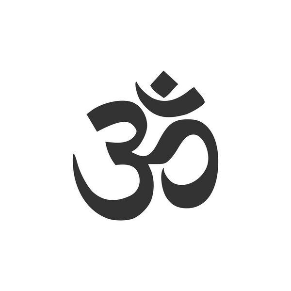 Om or Aum Indian sacred sound icon isolated. Symbol of Buddhism and Hinduism religions. The symbol of the divine triad of Brahma, Vishnu and Shiva. Flat design. Vector Illustration