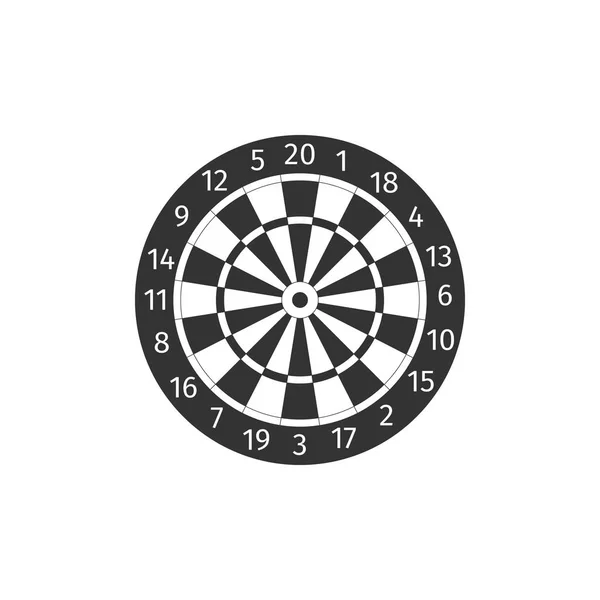 Yirmi siyah beyaz sektörler simgesi izole ile Klasik dart kurulu. Dart tahtası tabelası. Dart tahtası işareti. Oyun konsepti. Düz tasarım. Vektör İllüstrasyonu