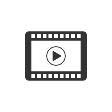 Video simgesini yalıtılmış olarak oynatın. Düz tasarım. Vektör İllüstrasyonu