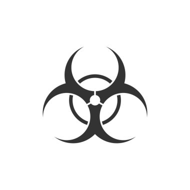 Biohazard sembol simgesi izole. Düz tasarım. Vektör İllüstrasyonu