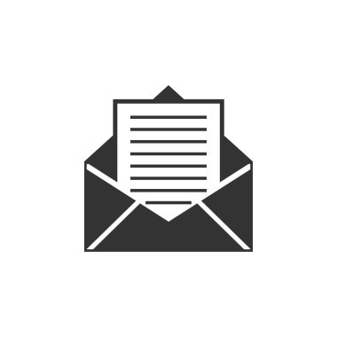 Posta ve e-posta simgesi yalıtılmış. Zarf sembolü e-posta. E-posta ileti işareti. Düz tasarım. Vektör İllüstrasyonu